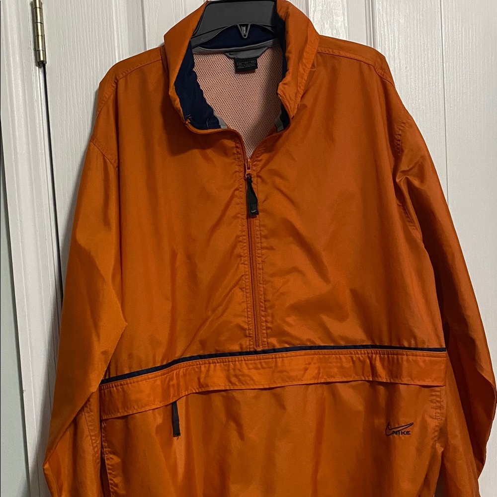 Vintage Nike Jacket Mens Orange Anorak 1/2 Zip Pullover Jacket